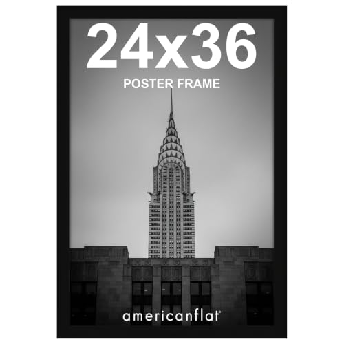 Image of Americanflat 24x36 Poster Frame - Black Engineered Wood with Polished Plexiglass - Wide Picture Frame for Vertical or Horizontal Wall Display - Epic Collection - Black