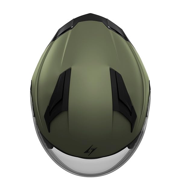Otwarty kask motocyklowy/skuterowy STORMER Run Kaki Matt – ECE 22.06 – Zintegrowana blenda przeciwsłoneczna – Przygotowany pod system Bluetooth