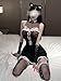 KJSUHFN Women's Cat Cosplay Outfit Costume Roleplay Lingerie Set (Black, One Size)