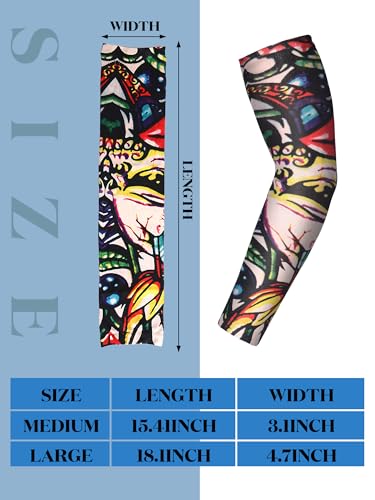 Boao 20 Pcs Men's Cooling Arm Sleeves Long Fingerless Arm Cover Anti Slip UV Protection Sun Temporary Tattoo Sleeves3