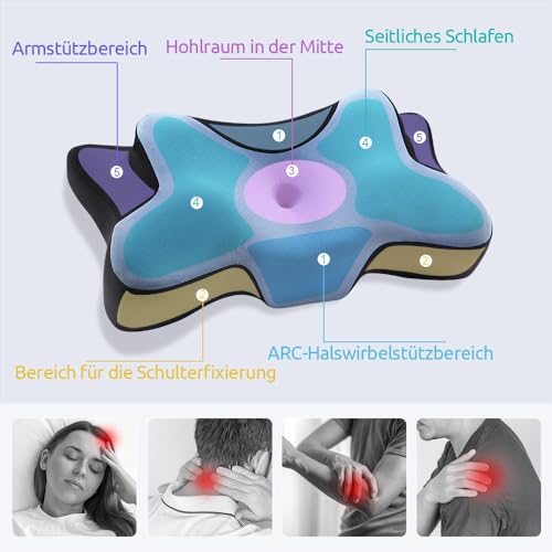 DONAMA Nackenkissen Kopfkissen Memory Foam Kissen,Schlafkissen für Seiten Rücken & Bauchschläfer