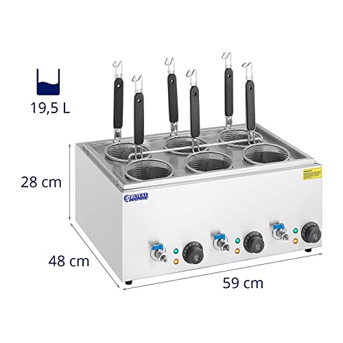 Royal Catering RC-PM006 pasta-koker met 6 manden temperatuur: 30-110 °C pasta-station pastaskoker Gastro - Afbeelding 7
