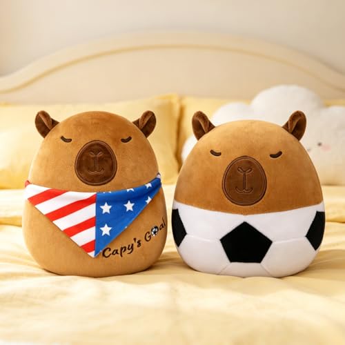 KOPHINYE Capybara Soccer Plush - 8" Cute Stuffed Animal with Soccer Ball Body, Soft Plushies World Cup Toy for Kids & Adults, Kawaii Soccer Gift for Girls Boys, Ball Party Favors