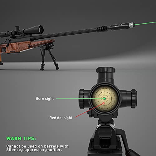 Tyseam Green Laser Bore Sighter Kit With 2 Sets Of The Adapters For .17 To 12Ga Caliber Rifle, Pistols, Handgun Universal Hunting Bore Sighter Kit With Press Switch & Batteries #TOP1