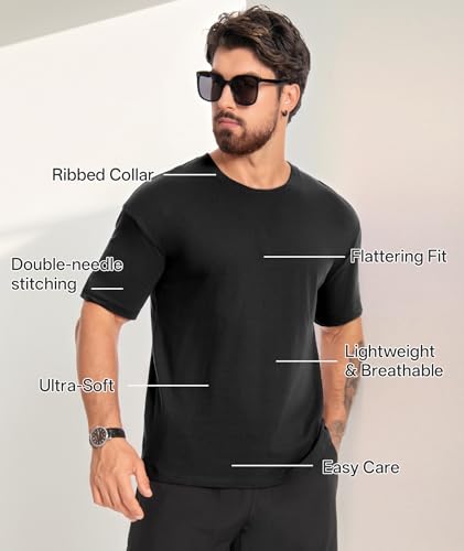 Little Beauty 3 Pack Men's Cotton T Shirts Short Sleeve Oversized Tshirts Crew Neck Casual Basic Tee Summer Tops2