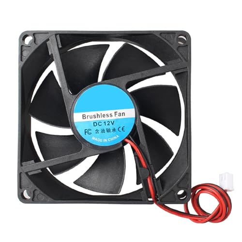 Jopto ventilador de enfriamiento silencioso sin escobillas 80 x 80 x 20 mm 8020 DC 12V con terminal de 2 pines compatible con impresora 3D PC carcasa CPU enfriadores