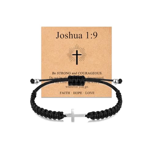 Image of Braided Rope Cross Bracelets First Communion Baptism Christian Birthday Valentines Christmas Easter Gifts