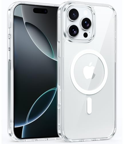 Image of FNTCASE for iPhone 16 Pro Case: Clear Magnetic Phone Cases Compatible with Magsafe Slim Anti Yellowing Military Grade Drop Rugged Protective Transparent Cell Cover (B-Transparent Magnetic)
