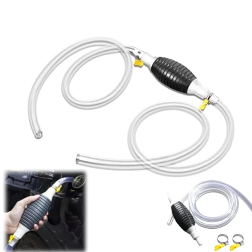Multifunctional Liquid Siphon Pump for Gasoline Motor Oil Fuel Diesel Water Fish Tank - 2024 Upgrade With 3.2/6.5/9.8ft Hose (4.9ft)