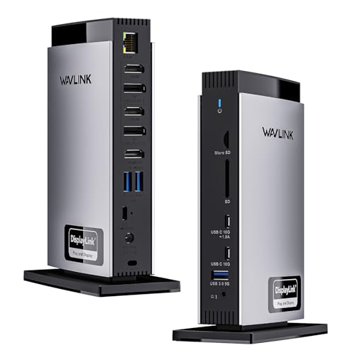 WAVLINK Displaylink Laptop Docking Station con 3 HDMI, USB C Dock Triplo Display 4K@60Hz, 100W di...