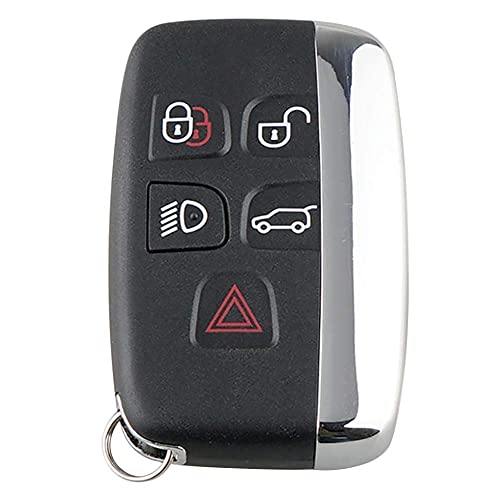 Terisass Car Key Fob Case Shell 5 Rubber Button Auto Keyless Entry Remote Key Fob Case Cover for Land Rover LR4 Range Rover (Sport) 2010 2011 2012 2013 2014 2015 2016 for Range Rover Evoque 2012-2016