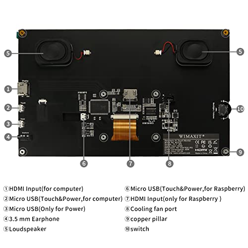 Image of WIMAXIT 10.1 inch Raspberry Pi Touch Screen Portable Monitor, 1024X600 IPS Mini Small HDMI Display for Raspberry Pi 5 4 3 2 Zero B+ Model B Xbox PS4 iOS Windows 7 /8 /10, No Driver Required