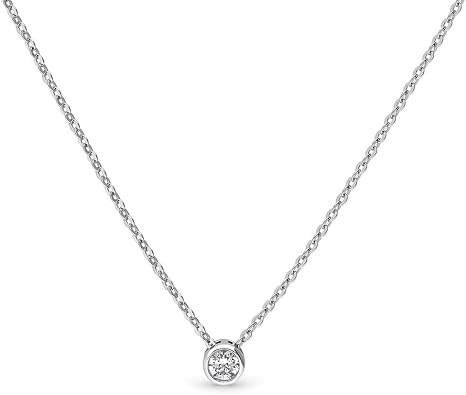 BERRICLE Sterling Silver CZ Solitaire East-West Wedding Pendant Necklace for Women, Cubic Zirconia - Asscher, Cushion, Emerald, Pear, Round Cut