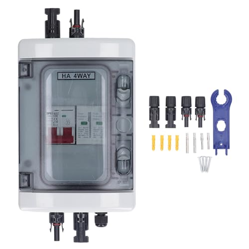 Image of Moofey PV Combiner Box, Solar Disconnect Switch, Outdoor Breaker Box with DC500V 32A Circuit Breaker for Solar Panels System