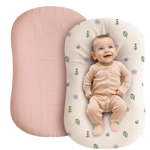 Image of Organic Lounger Cover - 2 Pack Organic Cotton Baby Pillow Lounger Cover for Newborn - Soft and Breathable Infant Pillow Lounger Cover - Covers Only