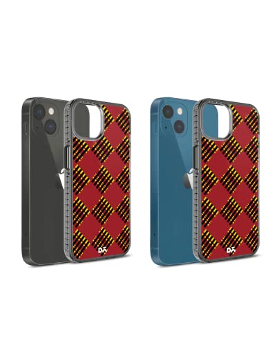 Image of DailyObjects Case for iPhone 14 Compatible with Mag-Safe Wireless Charging, Stride 2.0 Red Striped Checks Slim Shockproof Back Cover with Inner Magnetic Ring