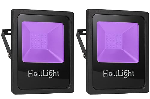 Image of 20W UV LED Black Light, HouLight High Power LED Blacklight IP65-Waterproof for Blacklight Party Supplies, Neon Glow, Glow in The Dark (Uv Led Wide Flood Light, 20 Watts 2-Pack)