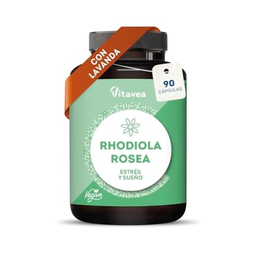 Rhodiola Rosea y Lavanda - 1520 mg - Antiestrés Natural, Ánimo Positivo y Equilibrio Mental - 90 Cápsulas Veganas - Suplemento para la Ansiedad y Fatiga - Vitavea