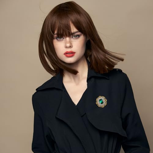 Image of Antique Rhinestone Brooch Pin for Women Victorian Brooches Vintage Crystal Flower Lapel Pins Clip Elegant Floral For Wedding Christmas Ornament Hat Sweater Coat Scarves Dress Badges Jewelry