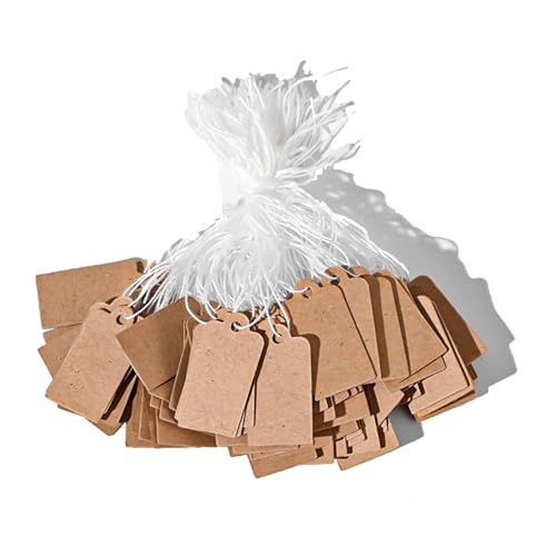 LOYELEY 値札 200枚 (茶色) 値札タグ プライスタグ ラベ 糸付き 下げ札 クラフト紙 プライスカード 商品 価格タグ 衣類 アクセサリー 商品タグ 小 糸付き衣類 宝石 アクセサリー ジュエリー 腕時計 ジュエリーラベル プレゼント ギフト 装飾用 - LOYELEY - 商品画像