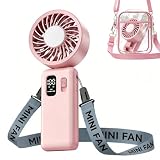 ALLENERGY 3-in-1 Portable Handheld Fan, 6000mAh High-Speed Turbo Handheld Fan Rechargeable, 100 Speeds Stepless Adjustment Mini Personal Desk Fan for Travel, Camping, Outdoor,Pink
