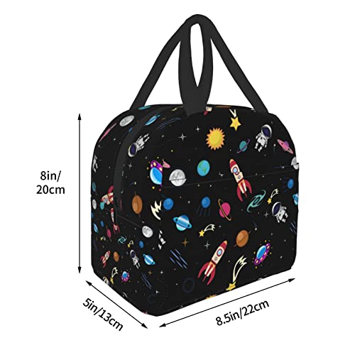 Space Planet Rocket Lunch Box Insulated Lunch Bag Reusable Lunch Tote Bags For Kids Teens Girls Boys Women Men #TOP3