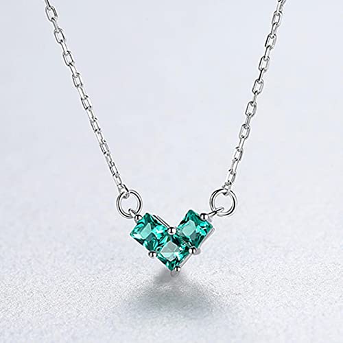 Collares con Colgante de corazón de rubí y Esmeralda para Mujer, joyería Fina de Compromiso de Boda, Regalos de Plata de Ley 925