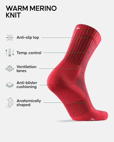 DANISH ENDURANCE Premium Hiking Socks, Merino Wool, Walking Socks, Men & Women 2 Pack2