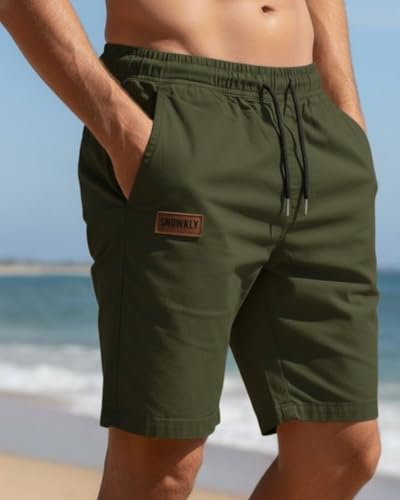 Image of Men's Cotton Casual Shorts |Knee Length Regular Fit Half Pant for Men| Elastic Waist with Drawstring | Regular Fit Shorts | Bermuda Shorts for Men | Lightweight Perfect for Workout, Beach & Summer