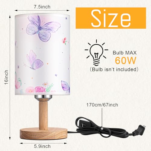 Tujoe SEW-TUJOE-2477 Butterfly Kids Table Lamp With Linen Lampshade Nightstand Lamps Animal Lamp Baby Lamp Desk Lamp Bedside Lamp thumb #1