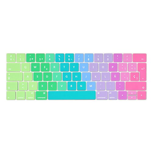 Batianda española Cubierta del Teclado/Keyboard Cover para Nuevo MacBook Pro 13 15 2016 2017 con Touch Bar (Modelo:A1706/A1707) Silicone Skin(Multicolor) Cover