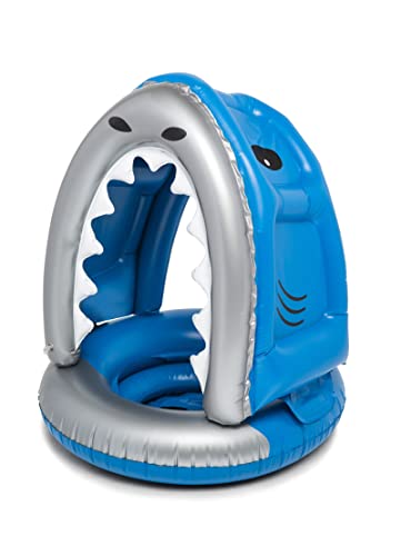 Bigmouth Inc. Lil' Silly Shark Float With Canopy - Ultra-Durable Dual-Chamber 3-Point Harness W/ Child Safety Valves, For Ages 1-3 Years And Up To 40 Pounds, Upf 50+ Protection Baby Pool Float #TOP29