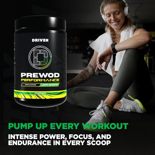 Image of Driven PREWOD Energy Drink Powder, 25 Servings - Pre-Workout Supplement wit- Boosts Energy, Focus, Strength, & Endurance for High-Intensity Training (Performace, Lemon Headrush)