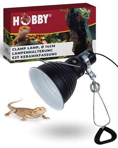 Hobby Clamp Lamp Terrarium Leuchte 14 cm I Hitzebeständige Keramikfassung E27 für Wärme-, Licht- & UV-Lampen I Mit Reflektorschirm, Klammer & Schalter I Sichere, Flexible Terrarium Beleuchtung Hobby Clamp Lamp Terrarium Leuchte 14 cm I Hitzebeständige Keramikfassung E27 für Wärme-, Licht- & UV-Lampen I Mit Reflektorschirm, Klammer & Schalter I Sichere, Flexible Terrarium Beleuchtung