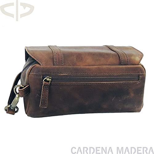 Necessaire Bolsa Couro Genuíno Cardena Madera Impermeável (azul)