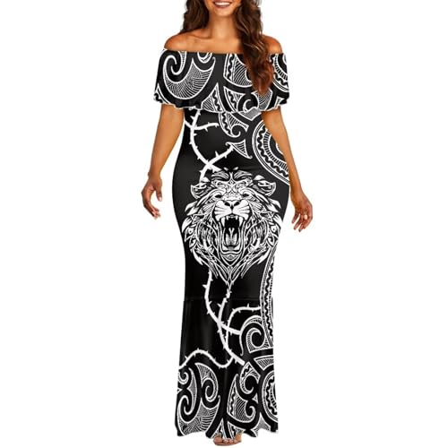 Image of Polynesian for Women S-7XL Off Shoulder Maxi Dress Hawaiian Summer Dresses