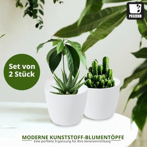 PECZEKO Blumentopf matt, Pflanzkübel aus Übertopf Kunststoff Dekorativer Topf für, groß Pflanzen 2X blumenkübel Set… – Ansicht 3