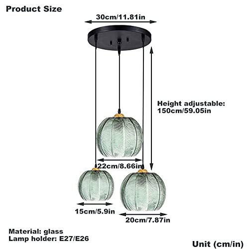 Suspension cordon réglable vert nordique lustre feuille fer forgé - 6