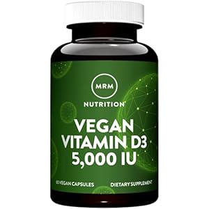MRM Nuturition Vegan Vitamin D3 5,000 IU | Bone + Immune Health | Made from lichens | Supports Calcium Absorption | Vegan + Vegetarian Friendly | 60 Servings
