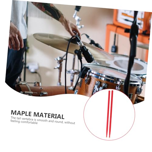 2 pares de baquetas de madera de arce con agarre rojo suave no resbaladizo, peso balanceado para desarrollo de habilidades miniatura 3