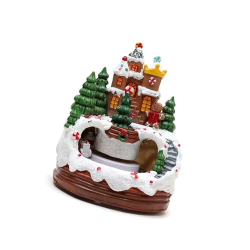 DABAIXIONG Cabina De Cabina Navidad Caja Música para Hombres Present Cumpleaños Niños Caja Música Resina Tren Giratorio con Adorno Tren Animado LED Light