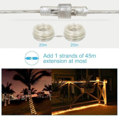HAUSPROFI 20M 400LED Lichterschlauch Außen, Lichterkette Strombetrieben Warmweiß, IP44 Wasserdicht & Dimmbar mit Fernbedienung, Ideal für Garten, Balkon & Weihnachtsbeleuchtung, Ø5mm