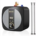 2.5 Gallon Under Sink Hot Water Heater Electric, 110V 1500W Mini Tank Water Heater with Digital Display Pressure Release Vavle, Instant Hot Water for Bathroom Kitchen Hair Salon RV(Black)