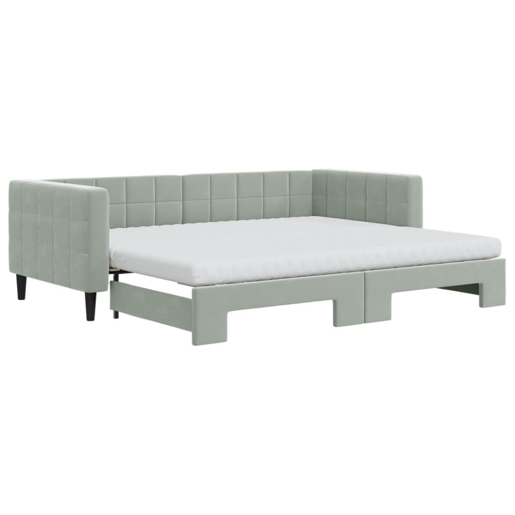 Aksamitny z funkcją spania 2w1 z materacami piankowymi rozkładany 90x200 cm