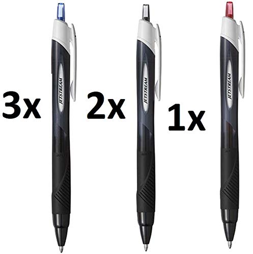 Rollerball de tinta jetstream 1.00 m/m (6 uidades 3 azules,2 negros, 1 rojo)