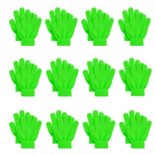 Image of FOMANN Kids Magic Gloves 12 Pair Children Bulk Gloves Boys Girls Warm Soft Gloves(6 to 13 years old)