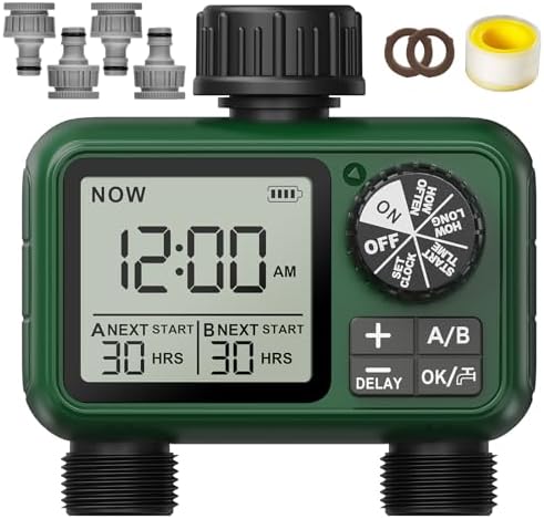 XinFuture programmateur arrosage 2 Voies, Grand écran LCD, arrosa...