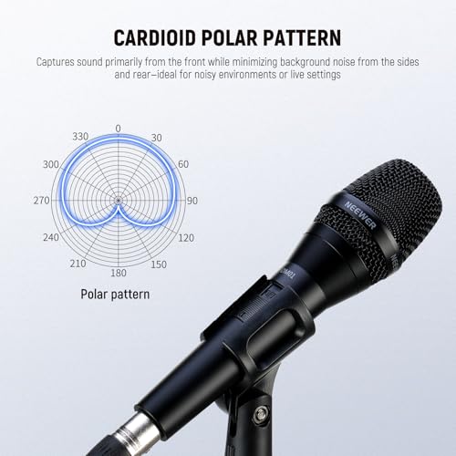 Image of NEEWER DM01 Cardioid Dynamic Microphone with XLR Cable for Podcast Singing PC Gaming Streaming Studio Vocals, Speeches, Live Performances, 600Ω + /- 30% Impedance, 100Hz-10KHz Frequency Range