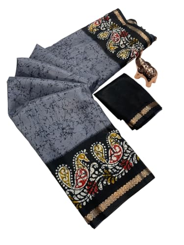 Image of Kashmiri Print Tussar Silk Saree for Women with Unstitched Blouse Piece for All Occasions