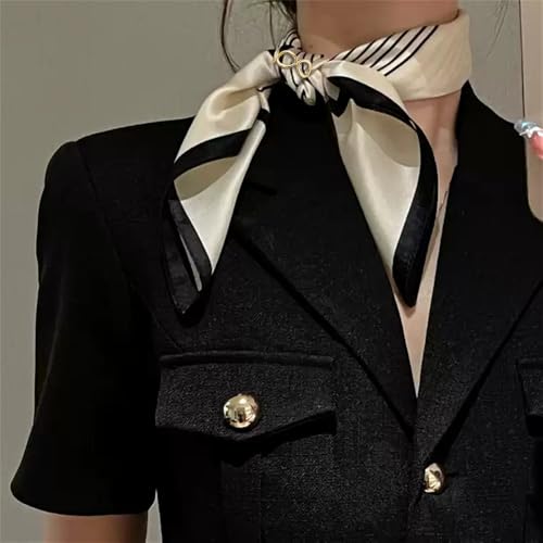 Image of Round Infinity Silk Scarf Ring Brooch for Women Fashion Circle Chain Shawl Scarves Buckle Clip Brooches Band Rings Size 12 Dainty Dress Accessories Jewelry